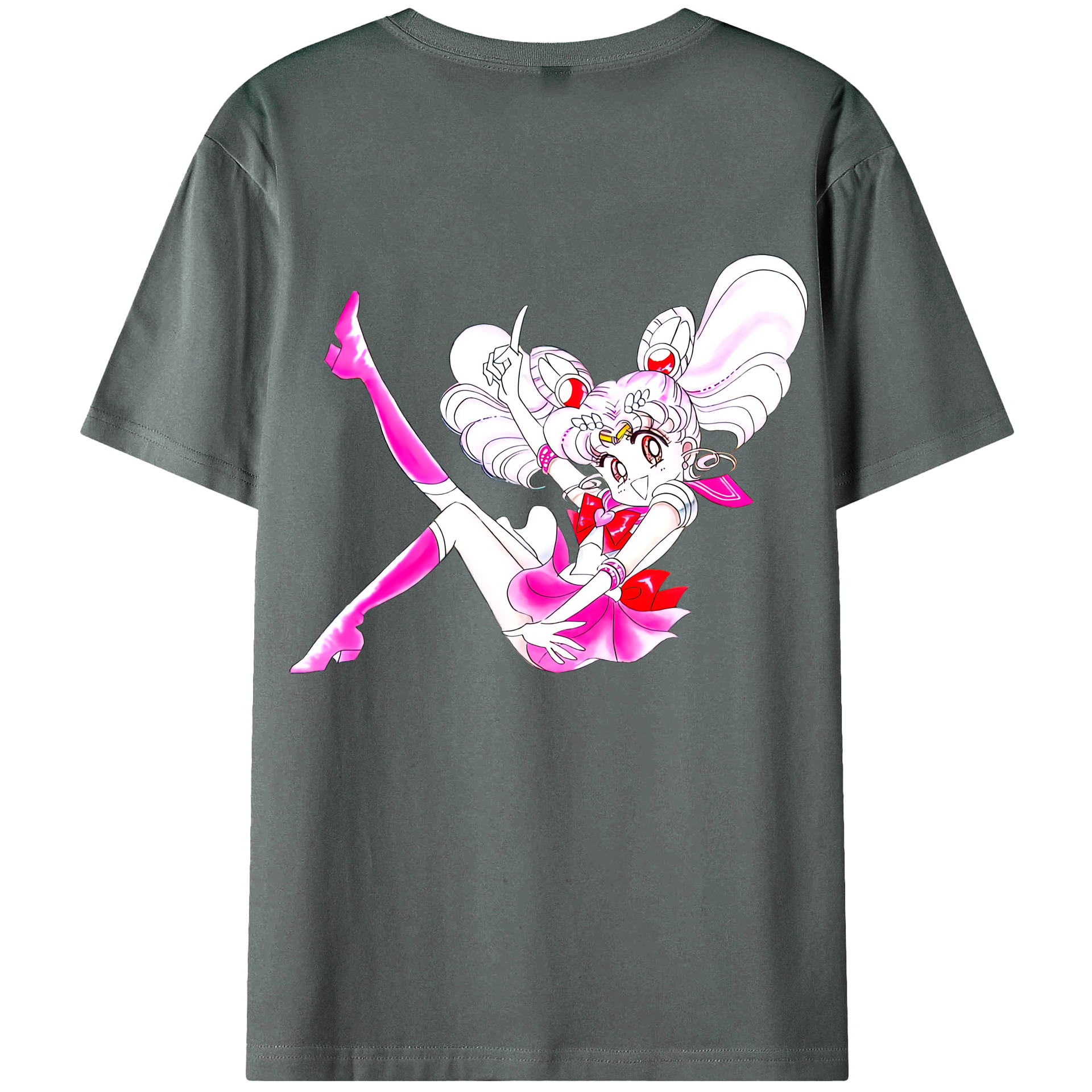（画像用） 美少女戦士セーラームーン ちびうさ Sailor Moon Chibiusa Tsukino Usagi Small Lady Serenity 綿100％ メンズ半袖Tシャツ（バックプリント） 通気性